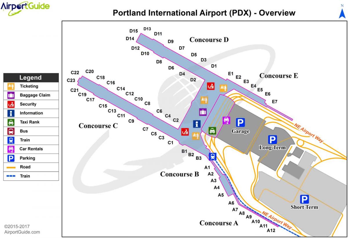 俄勒冈州波特兰机场的地图